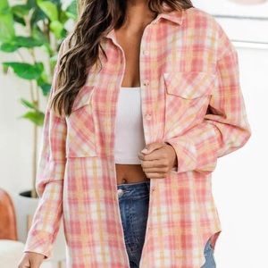 Pink Lily Pink Plaid Shacket